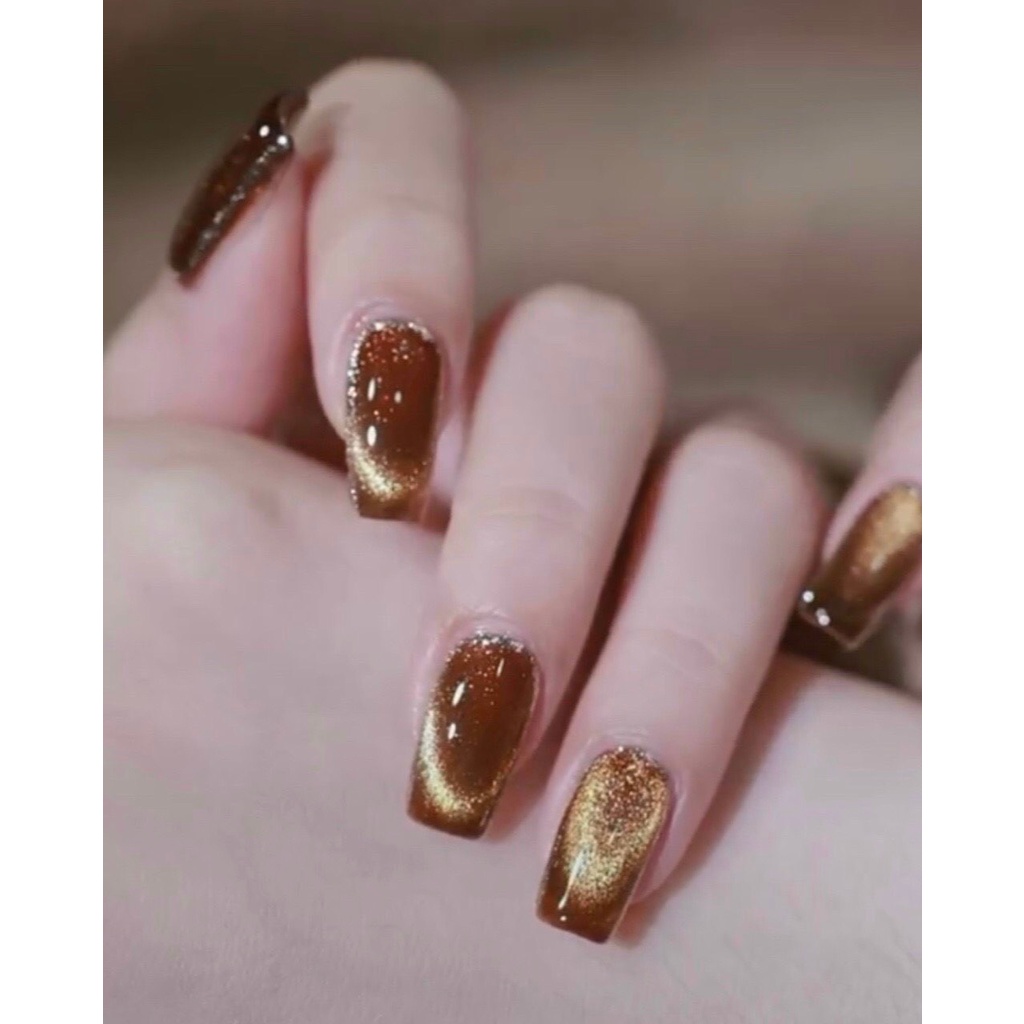 Sơn mắt mèo nâu làm nail mắt mèo nâu siêu xinh