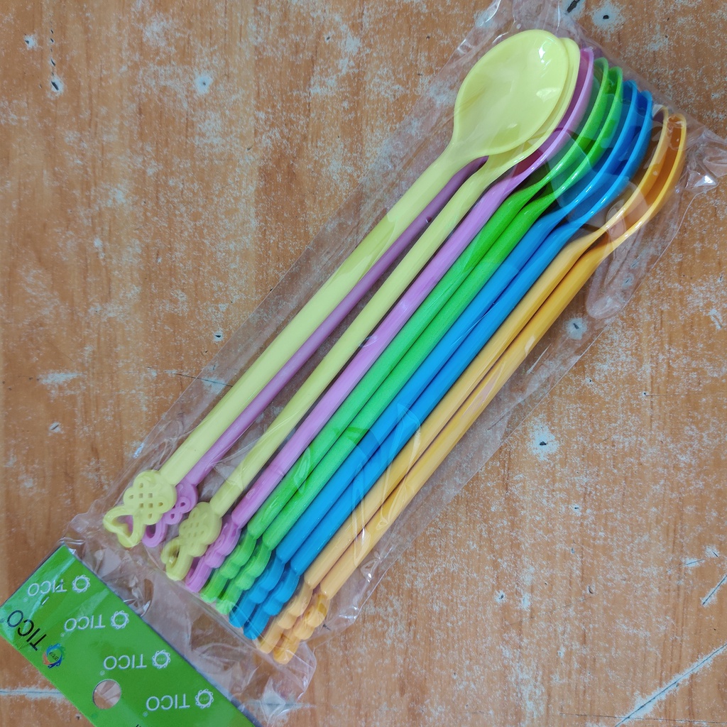 Muỗng nhựa đủ màu hình, muỗng đá chanh, trà chanh, sinh tố, dài ngắn, muỗng Tico
