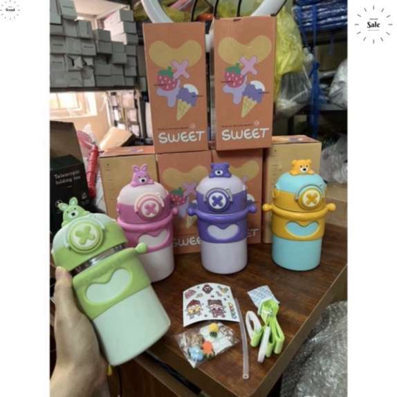Bình giữ nhiệt Inox 500ml cho bé hình chữ X, hình thú siêu dễ thương  . didoo_shop