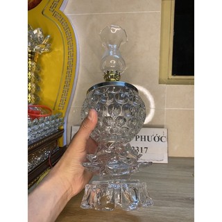 Đèn thờ thuỷ tinh đế sen nở - bầu hoa