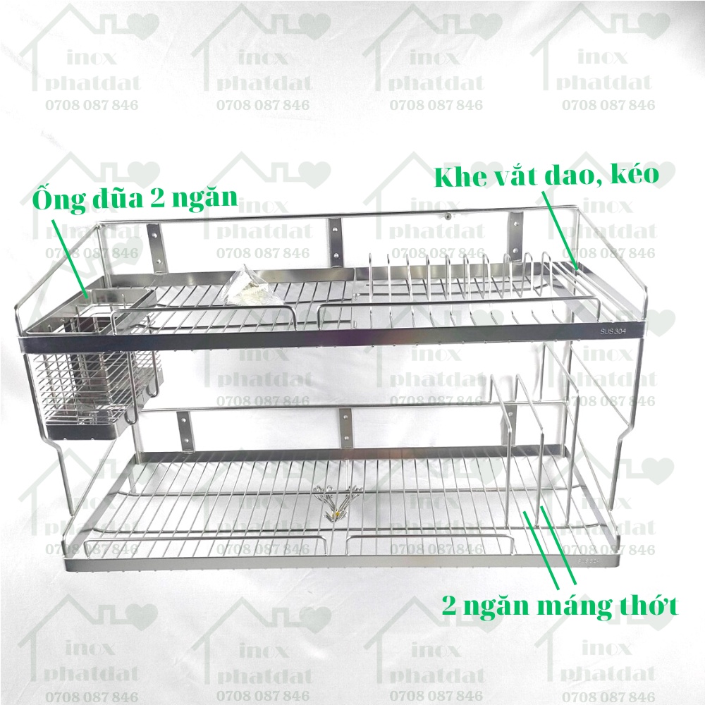 Mua Kệ chén 2 tầng treo tường đa năng Inox 304 PHÁT ĐẠT (Dài 70cm/80cm ...