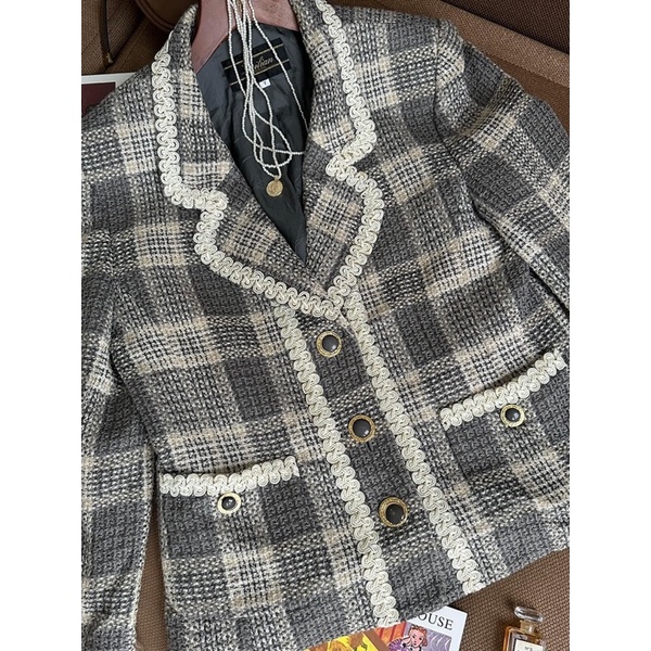 Áo khoác tweed Nhật vintage