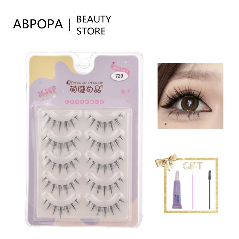 MengJieShangPin® Set 5 Cặp Lông Mi Giả 12mm Tái Sử Dụng Linh Hoạt