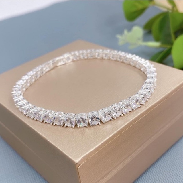 Lắc tay nữ bạc ta THJ - Lắc tay full đá mềm sang trọng sáng đẹp ( đá 3ly)