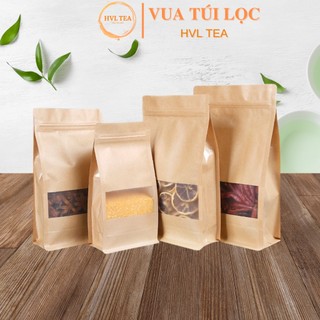 Túi zip giấy kraft tám mặt đáy đứng có cửa sổ, đựng thực phẩm siêu dai, chống thấm - HVL TEA