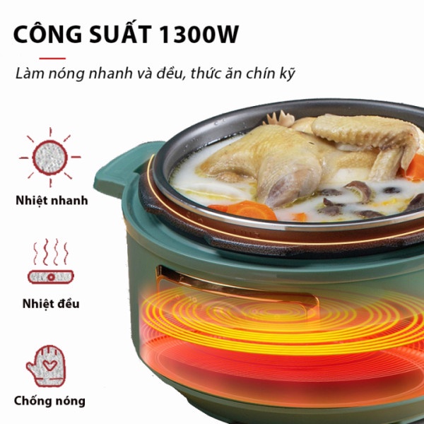 Nồi áp suất điện đa năng VENKO 4L chính hãng, nấu lẩu, nấu cháo, nấu cơm, ninh xương, chiên xào