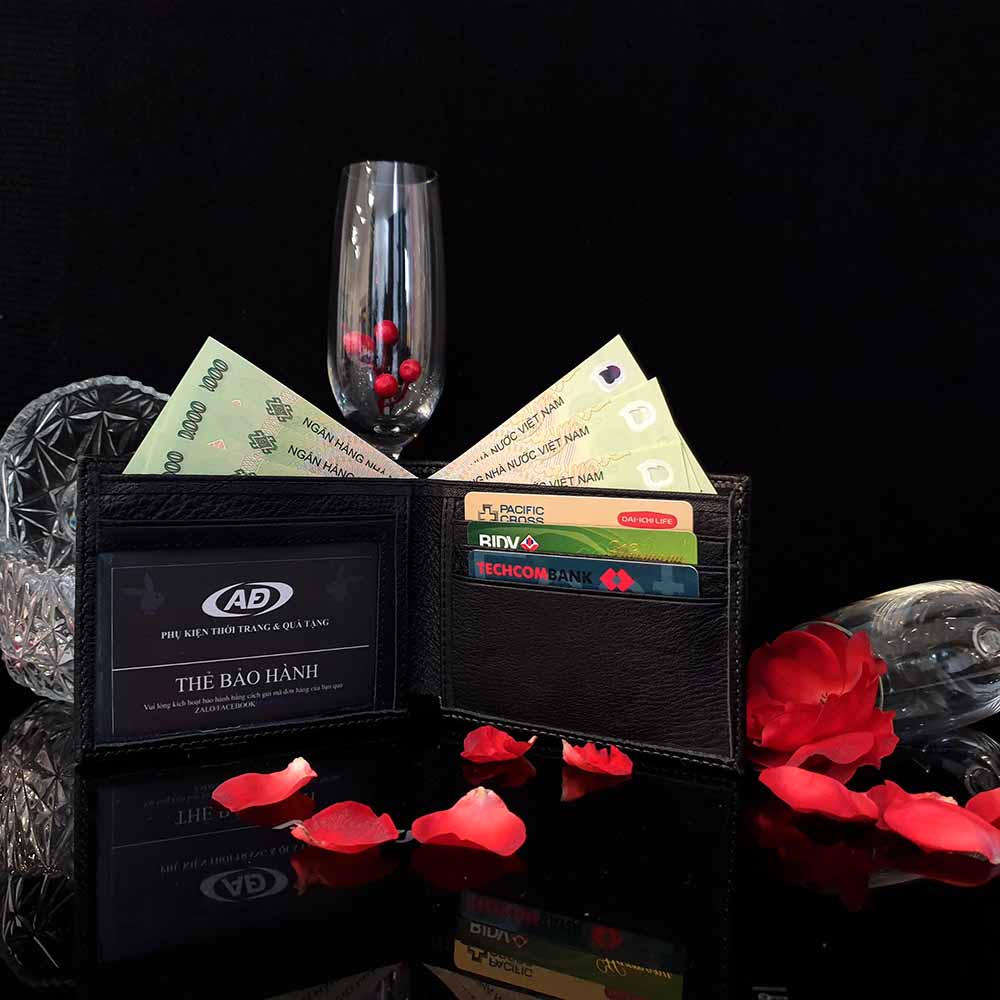 Bảo hành 3 năm - Quà tặng sinh nhật bạn trai - full túi hộp y hình - Ví da nam cao cấp loại 1
