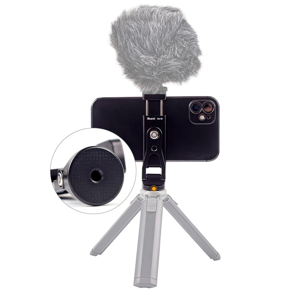 KẸP ĐIỆN THOẠI GẮN MIC VÀ ĐÈN LED NHÔM CNC XILETU XJ-18