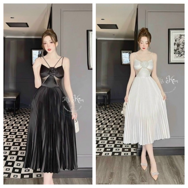 ĐẦM MAXI DẠ XƯỚC ĐÍNH KIM SA DẬP LI LINH MIU PHỐI LƯỚI&HOA HỒNG GẮN NƠ CÓ MÚT NGỰC ( HÀNG NHẬP CHUẨN XỊN) KHOÁ KÉO SAU.