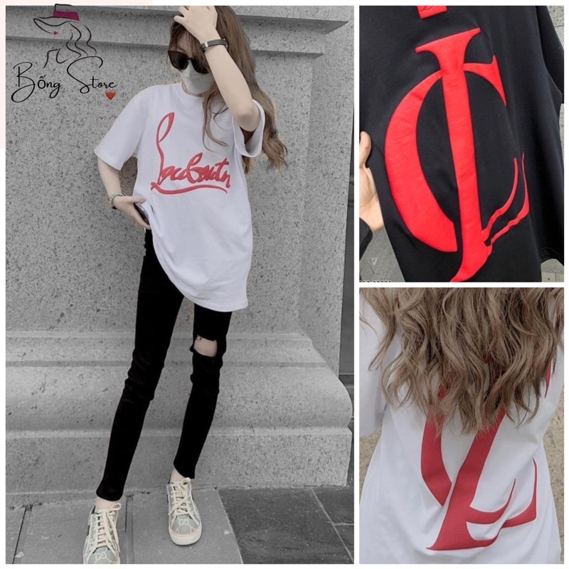 🚩 Áo phông tay lỡ chất COTTON KHÔ chữ nổi LC Louboutin♥️ siêu hot M72-