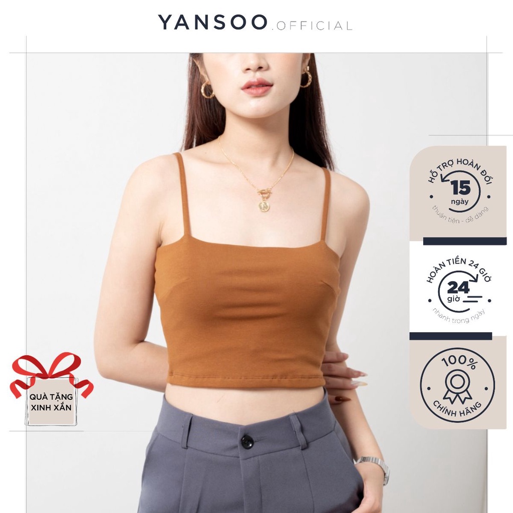 Áo hai dây nữ Yansoo dáng croptop chiết ly ngực không đệm kiểu ôm vải co giãn tốt - A67