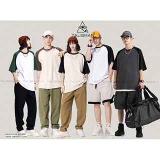 Áo Phông Raglan, Áo Thun Tay Lỡ Talisman Áo Thun Nam Nữ Phối Tay Chất Liệu Cotton Form OverSize