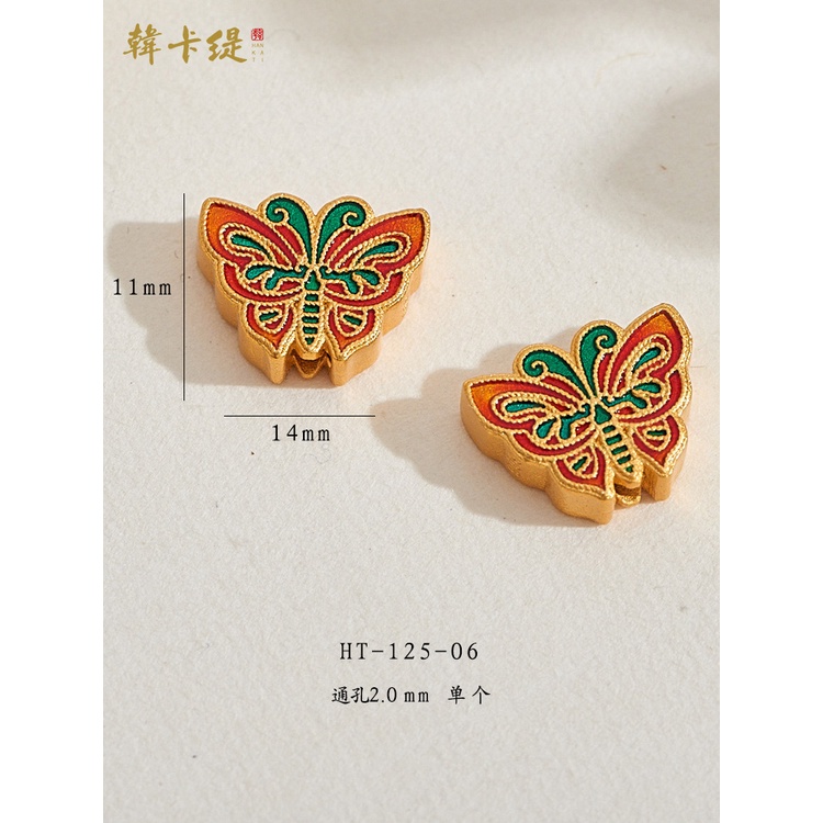 Bộ Hạt Xâu Chuỗi Bằng Đồng Mạ Vàng Hình Đầu Bướm Cá Hổ Gấu Kèm Vòng Tay Diy