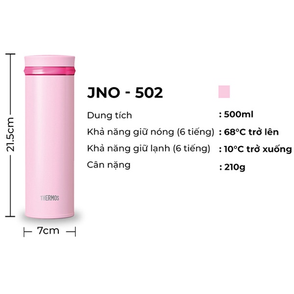 BÌNH GIỮ NHIỆT NÓNG VÀ LẠNH THERMOS 500ML JNO502 CAO CẤP NỘI ĐỊA NHÂT