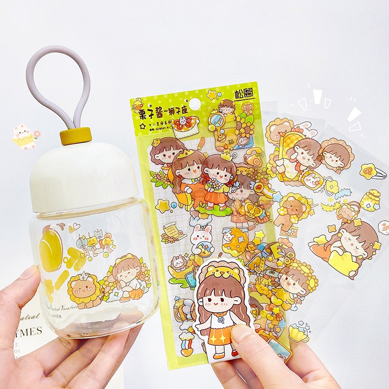 Set 5 Tấm Sticker Cung Hoàng Đạo, Gói Nhãn Dán Trang Trí Phụ Kiện 16x8cm