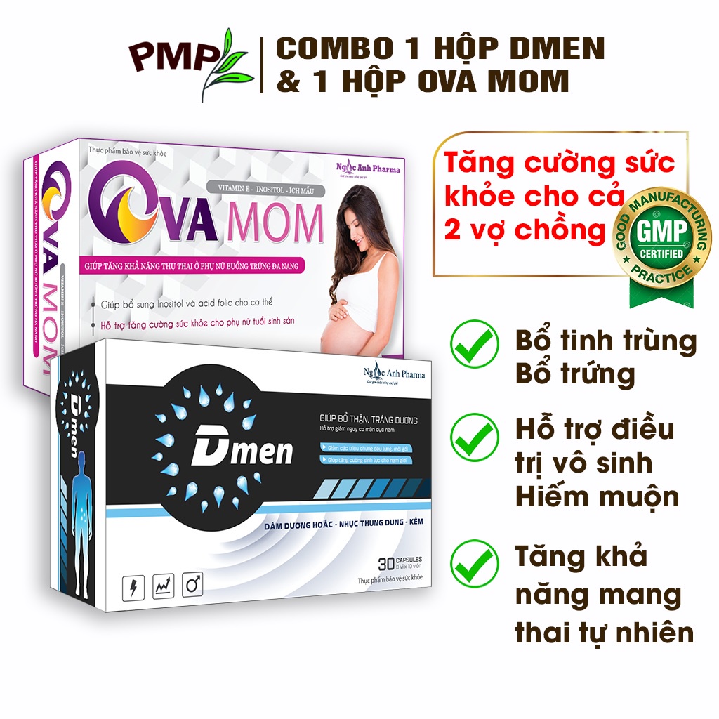 Combo 1 Hộp Bổ Tinh Trùng Dmen & 1 Hộp Bổ Trứng Ovamom PMP - Tăng Khả Năng Thụ Thai