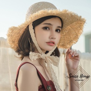 NÓN CÓI RAFFIA NƠ REN VÀNH RỘNG ĐI BIỂN PHONG CÁCH VINTAGE MŨ NỮ CHE NẮNG