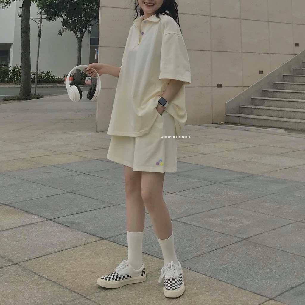 Set Bộ Đi Chơi Nữ JEMCLOSET Áo Polo Quần Short Phong Cách Hàn Quốc Dễ Thương NOAL 8128