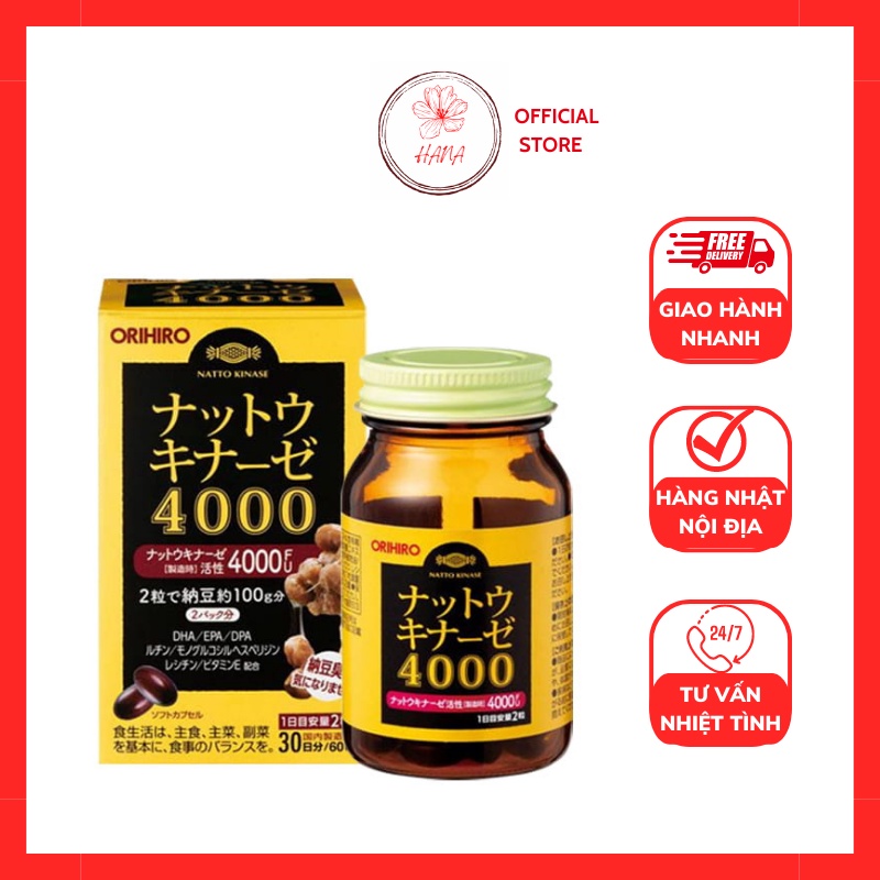 Viên uống hỗ trợ phòng chống đột quỵ và tai biến Nattokinase Orihiro 4000FU