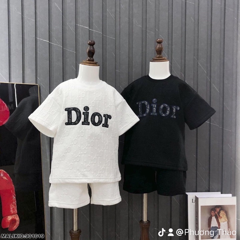 bộ dior bé trai , Chất vải dập nổi (sz từ 8-45kg)