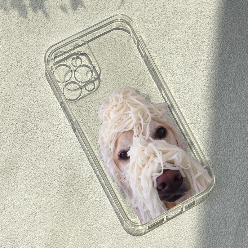 Ốp Điện Thoại Silicon Trong Suốt chó mặt úp bún độc lạ Chống Sốc Cho iPhone 11 13 Pro Max 12 Pro Max 7Plus xr u561