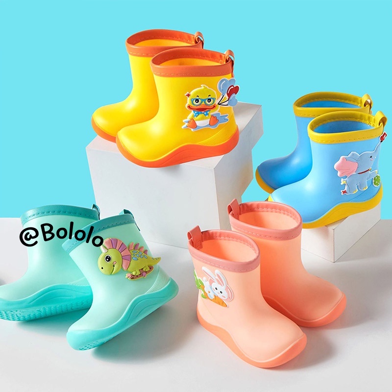 Bololo Giày Bốt Cao Su Đi Mưa Chống Trượt Chống Thấm Nước In Hoạt Hình Dễ Thương Cho Bé