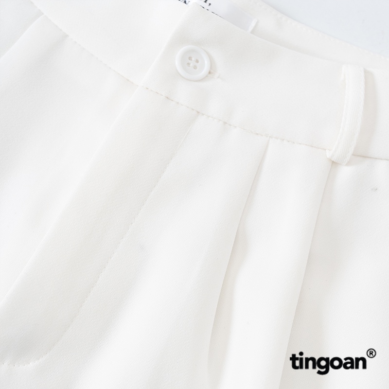 TINGOAN® -Quần cạp cao chiết ly eo dáng ống suông trắng rộng trắng THUNDERCLOUD PANTS/WH phiên bản mới nhất tháng 10.23