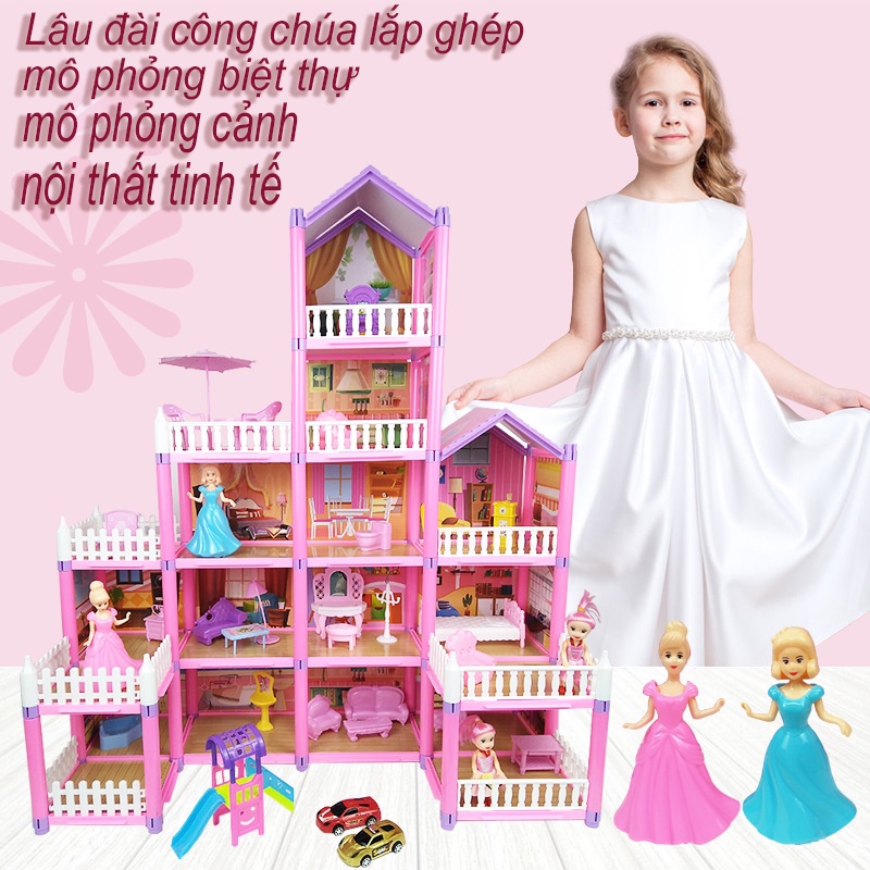 Đồ chơi nhà búp bê trẻ em, lắp ráp lâu đài công chúa ngoại cỡ, nhà búp bê Nhật Bản, món quà sinh nhật bé gái yêu thích