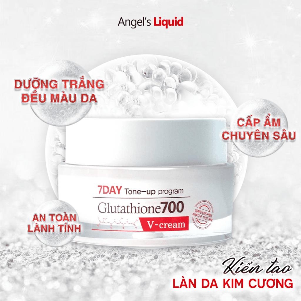 Kem Dưỡng Sáng Da, Mờ Thâm Angel's Liquid 7 Day Whitening Program Glutathione 700 V-Cream 50ml