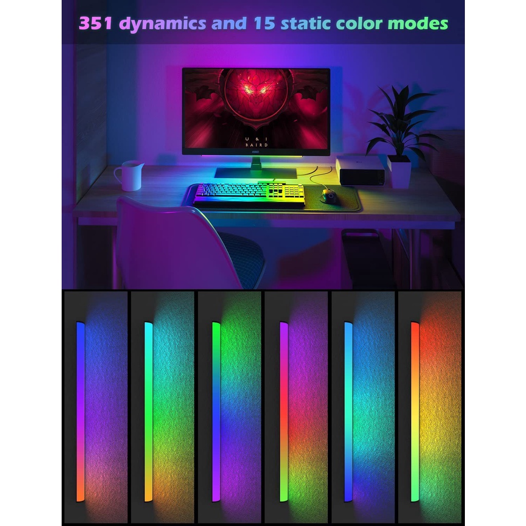 Combo 2 Thanh Đèn LED RGB Treo Màn Hình, Nháy Theo Nhạc Decor Góc PC TV Hiệu Ứng LED Đổi Màu Tặng Kèm Remote Điều Khiển