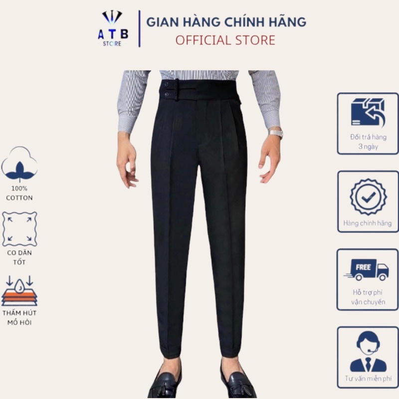 Quần âu nam công sở atbshop mã sp QA085 màu đen.xám thiết kế cạp cao trẻ trung tôn dáng chất liệu vải đẹp co giãn