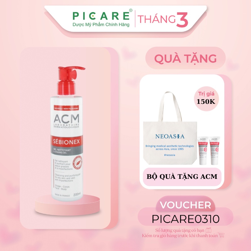 ACM Sữa Rửa Mặt Dạng Gel Làm Sạch Và Cân Bằng pH Cho Da Sebionex Cleansing Gel 200ml