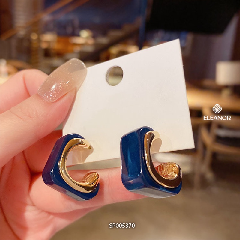 Bông tai nữ chuôi bạc 925 Eleanor Accessories dáng chữ C phong cách cá tính phụ kiện trang sức 5370