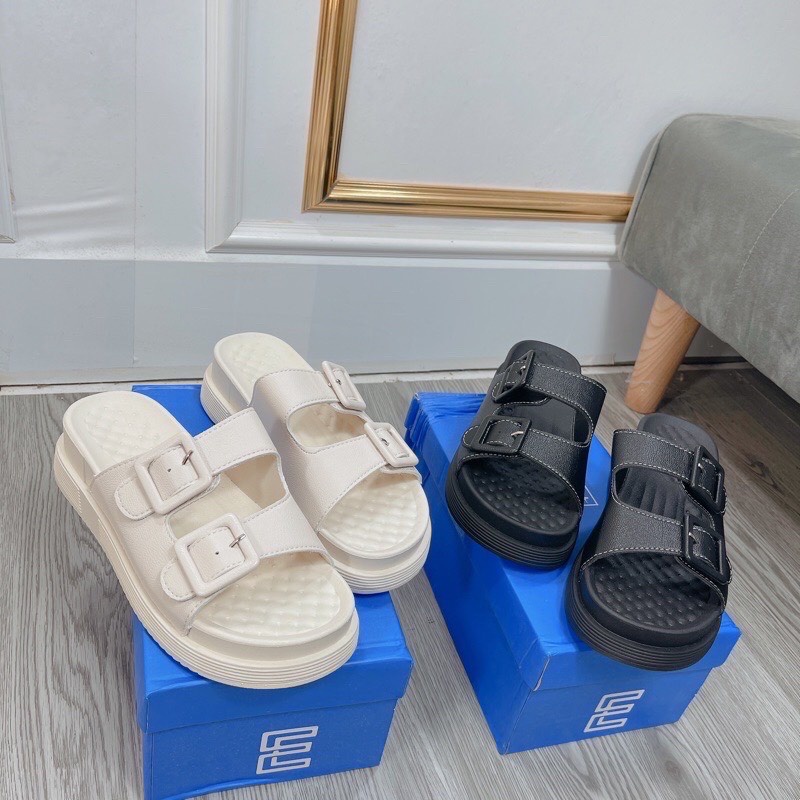 (ĐI Lùi SIZE) Dép nữ đế cao chống nước 2 quai cài chất cao su non siêu mềm hàng loại đẹp fullbox QC Dép 2 quai M15