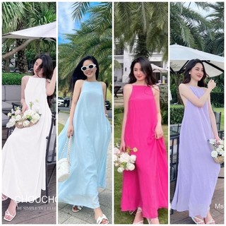 MAXI 2 DÂY SUÔNG HỞ LƯNG 4 MÀU