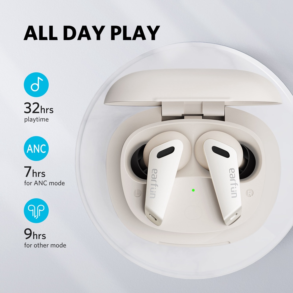 Tai nghe True Wireless EarFun Air Pro Chống ồn ANC thời gian nghe 9h, Chống nước IPX5 - Trắng