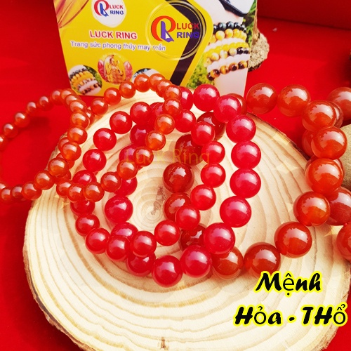 Vòng tay đá phong thủy đỏ Cho Nam Nữ mệnh Hỏa Thổ May mắn Bình An Tài Lộc Tặng Dây và Hạt dự phòng - Luck Ring