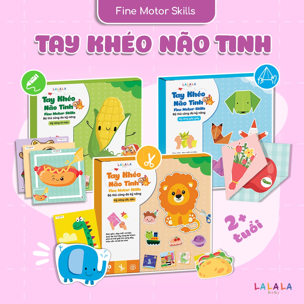 Bộ cắt dán thủ công đa kĩ năng: cắt, dán, gấp giấy Lalala baby TAY KHÉO NÃO TINH - FINE MOTOR SKILLS