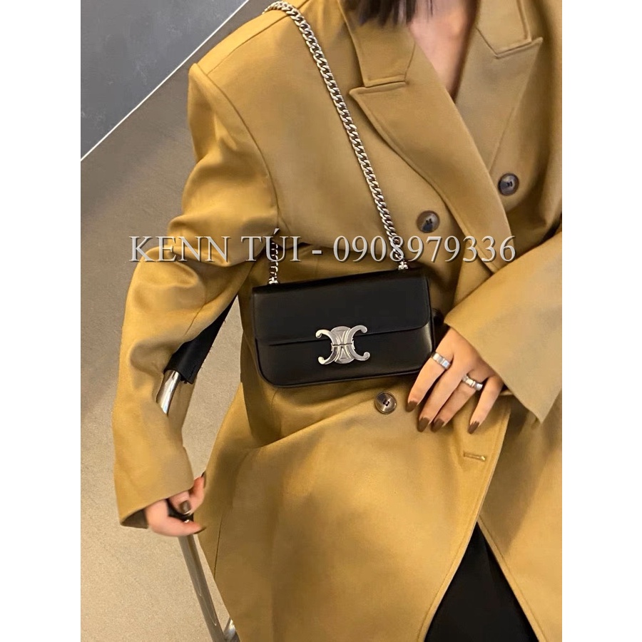 Túi kẹp nách đeo vai khóa bạc Ce.line 20cm hàng fullbox