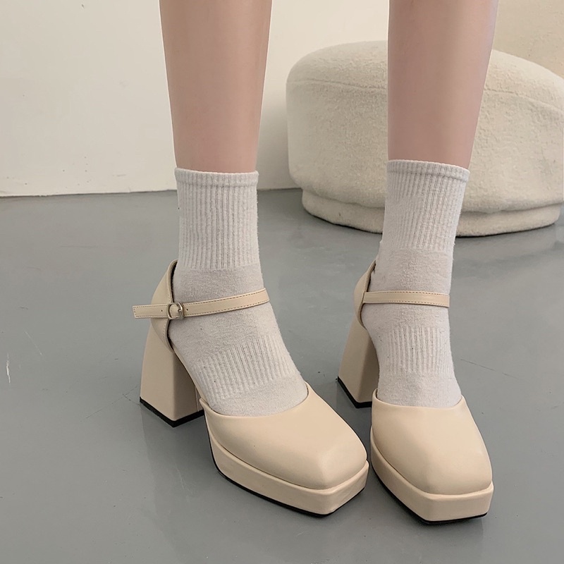 Sandal bít gót quai ngang đế 10f gót vuông êm chân dễ đi