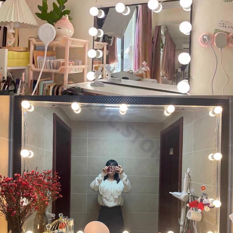 Bộ 10 Bóng Đèn Led Gắn Gương Bàn Trang Điểm, Dán Trang Trí Gương SF602-SF606 - Tăng Giảm Ánh Sáng 5 Chế Độ - Cải tiến