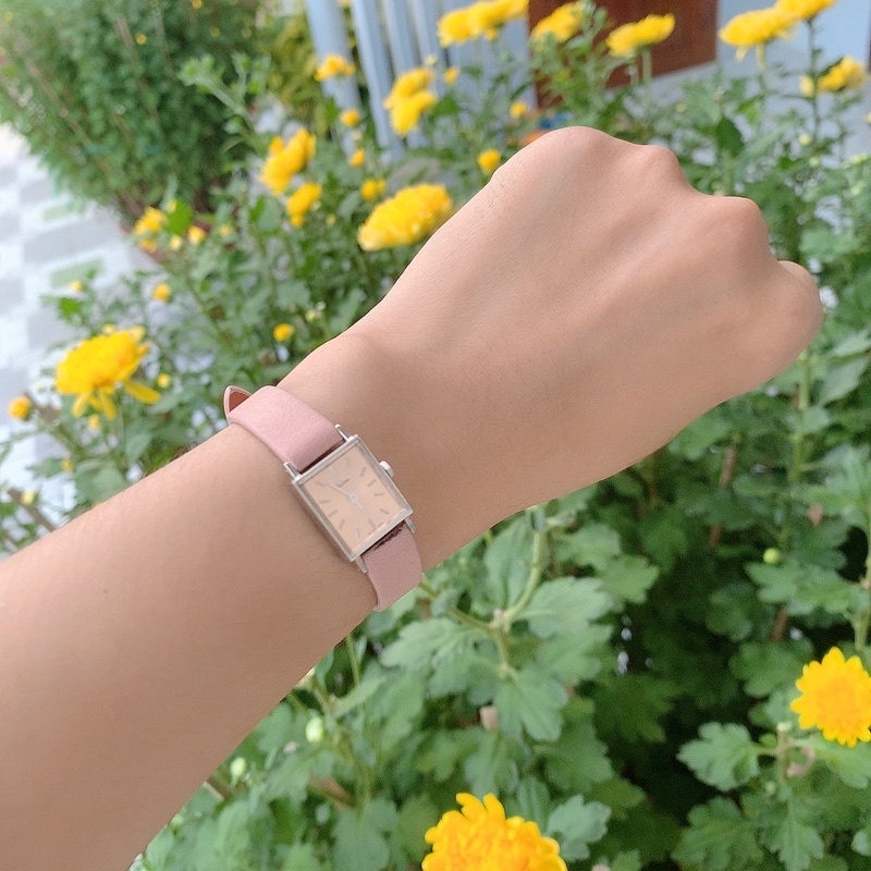 Đồng hồ si nữ hiệu Satino, mặt hồng, máy nhật