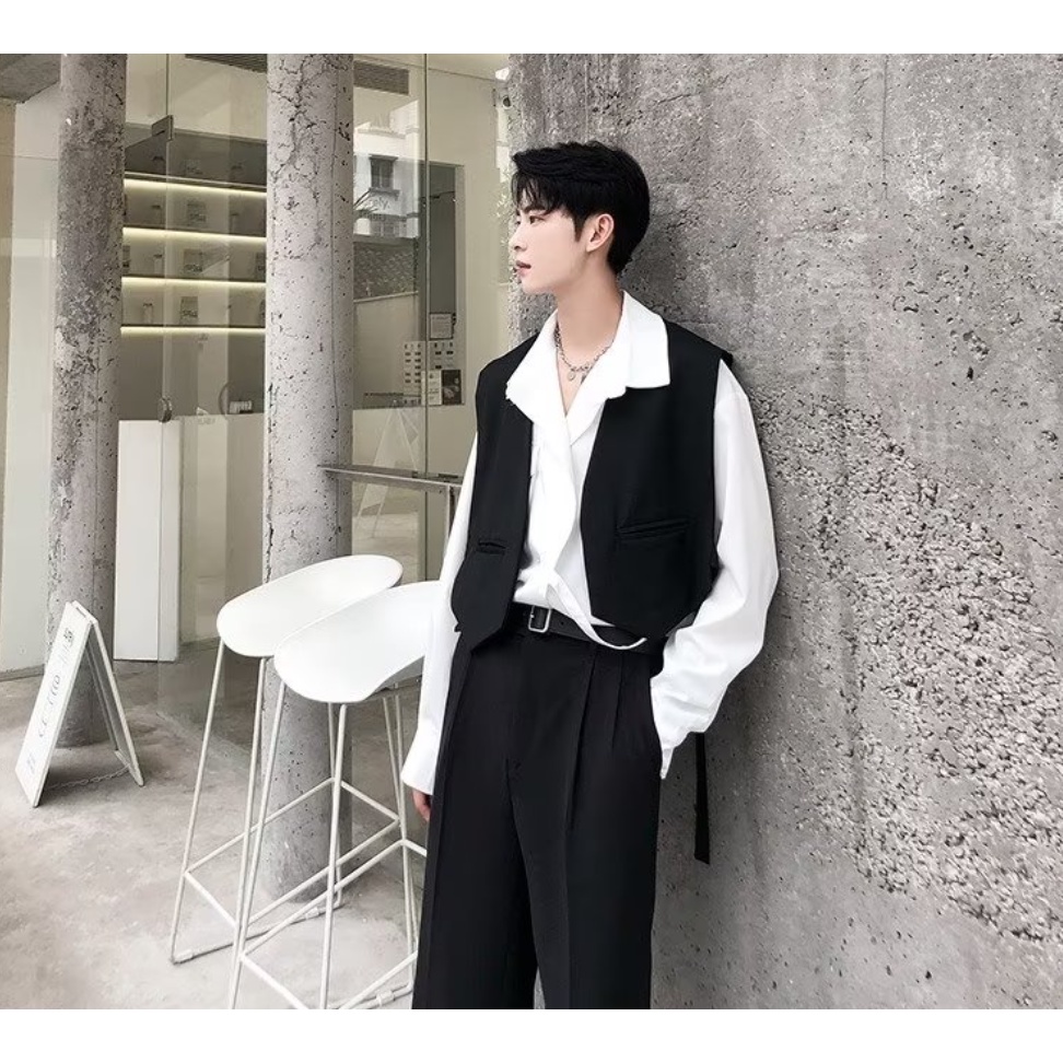 ♞AFF LIGA♞ Áo vest Ngắn Phong Cách Nam Tính Thời Trang Xuân Thu
