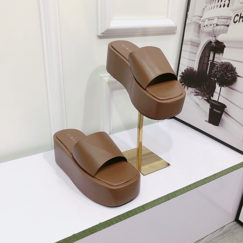 Dép nữ đế xuồng quai ngang cao 4-7 phân phối màu kiểu dáng Hot Trend - Dép bánh mì quai ngang nhẹ êm