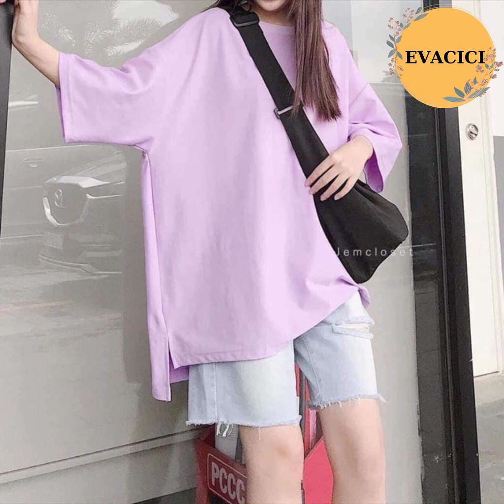 Áo Thun Tay Lỡ Dáng Rộng Cotton Mịn Unisex - Tee Basic Xẻ Tà Freesize