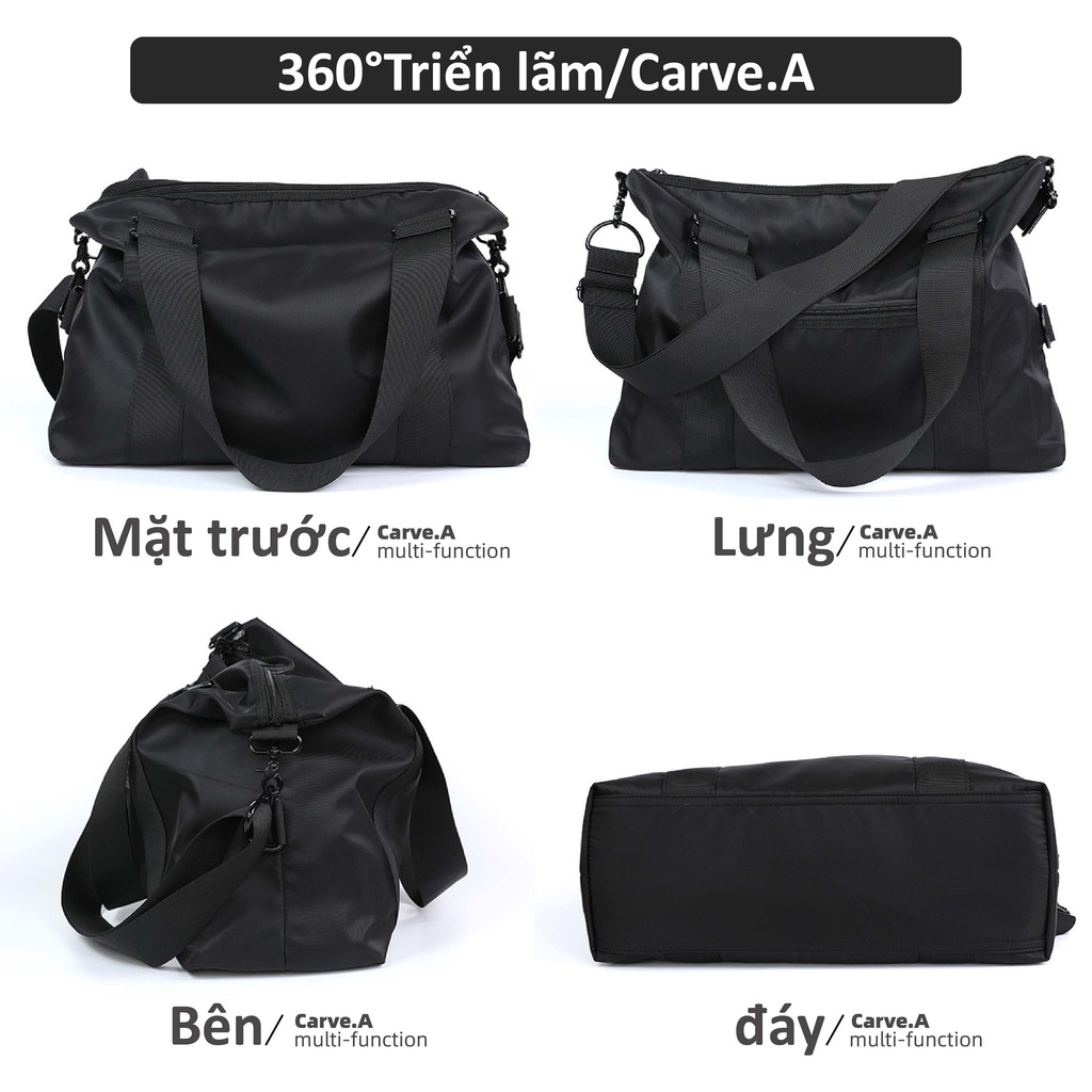 Carve.A Store Hàng Có Sẵn Túi Đeo Chéo Nylon Sức Chứa Lớn Chống Thấm Nước Đựng Hành Lý Đi Tập Gym Thể Thao Dành Cho Nam
