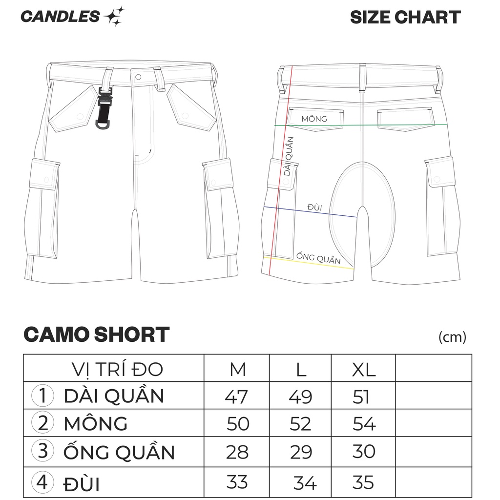 Quần short nam nữ Loose-fit CANDLES TNE CAMOFLAGE họa tiết Camo độc đáo chất liệu Ripstop chính hãng