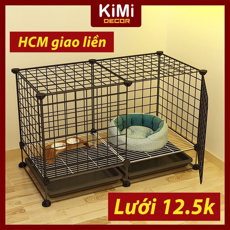 Chuồng Chó Chuồng Mèo Lồng Quây Thú Cưng Lắp Ghép Đa Năng Sơn Tĩnh Điện Ko Gỉ Sét (tặng kèm chốt)