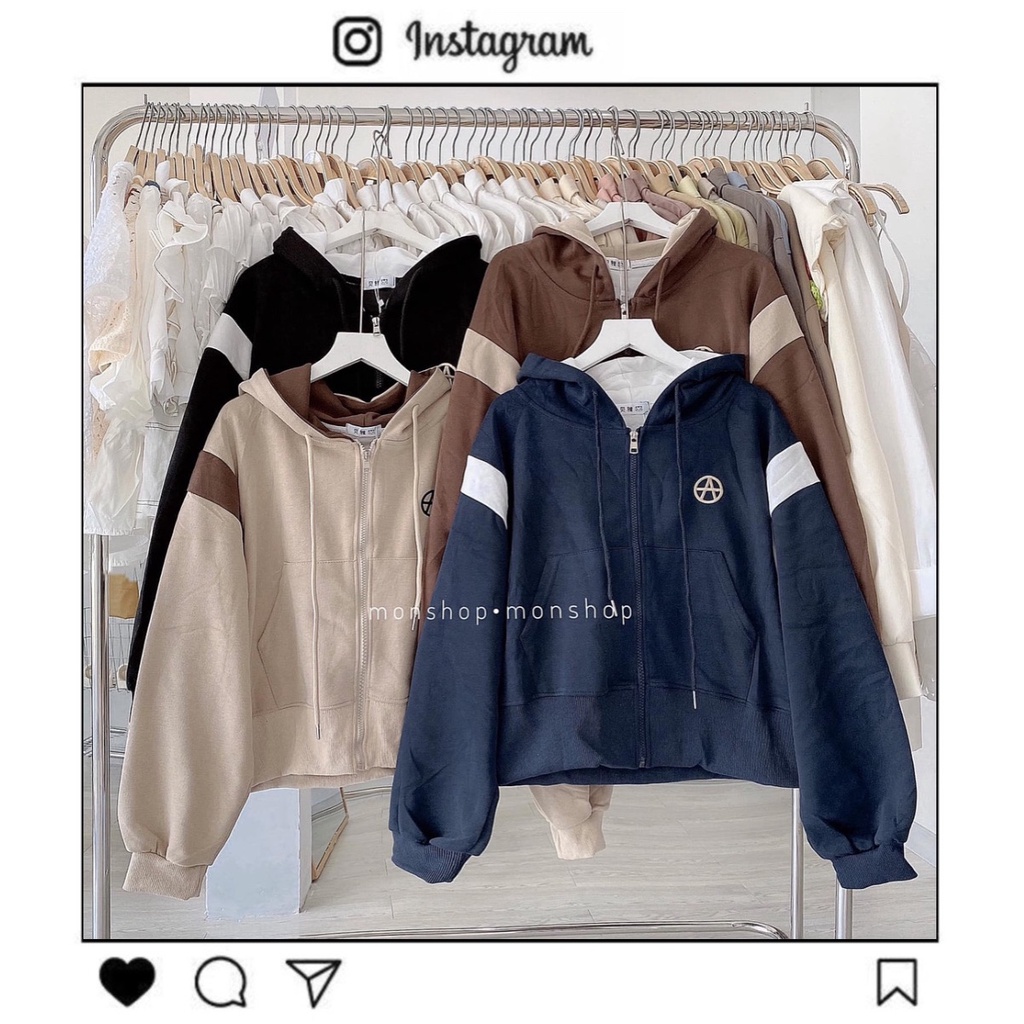 Áo khoác crop phối màu chữ A 668296