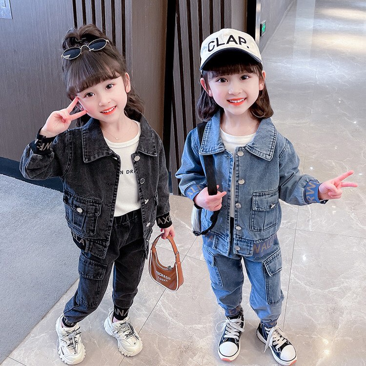 Sét bộ quần áo jean bò cho bé trai và bé gái 14-45kg, chất co giãn hàng cao cấp phong cách Hàn Quốc